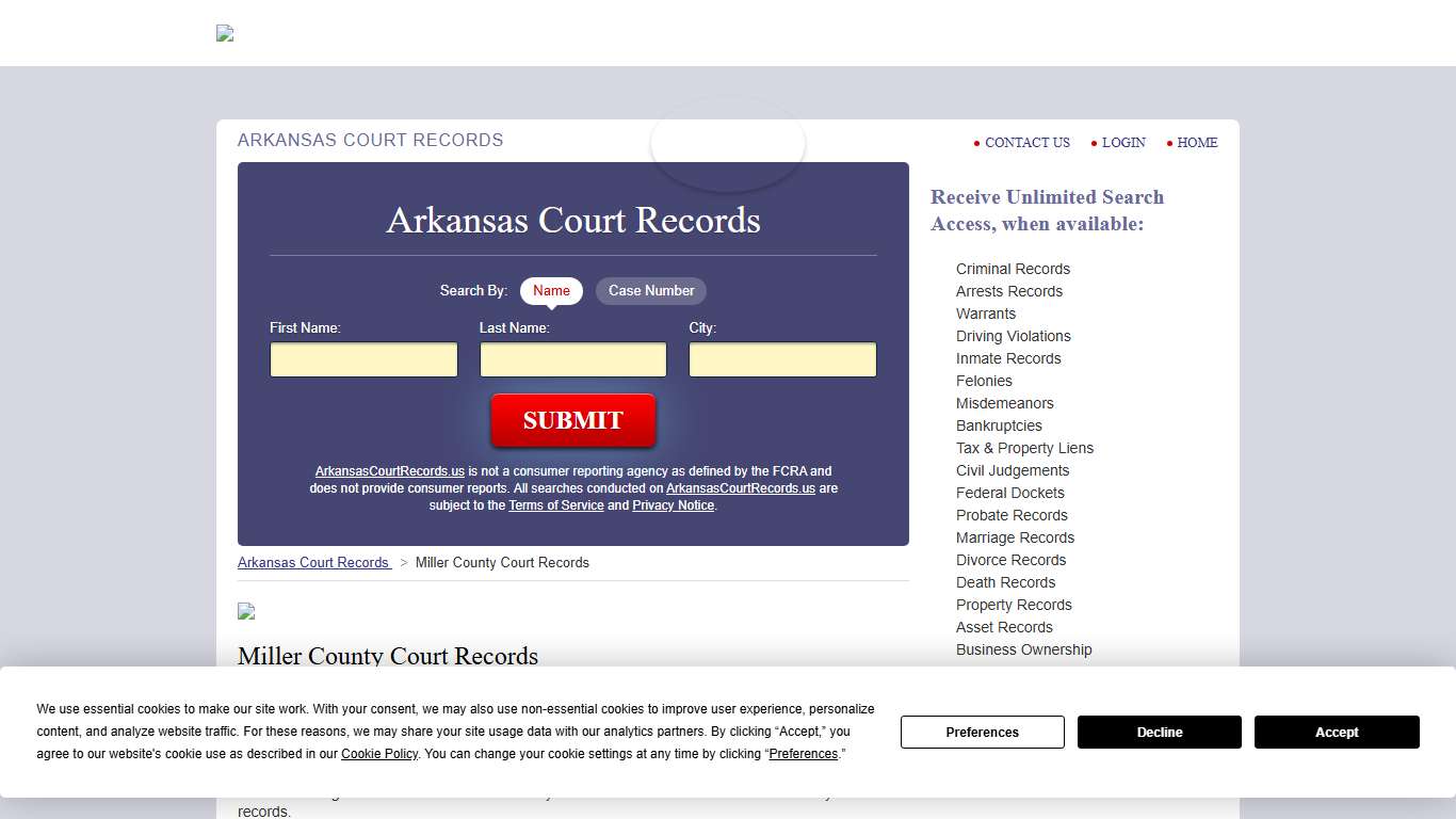 Miller County Court Records | ArkansasCourtRecords.us